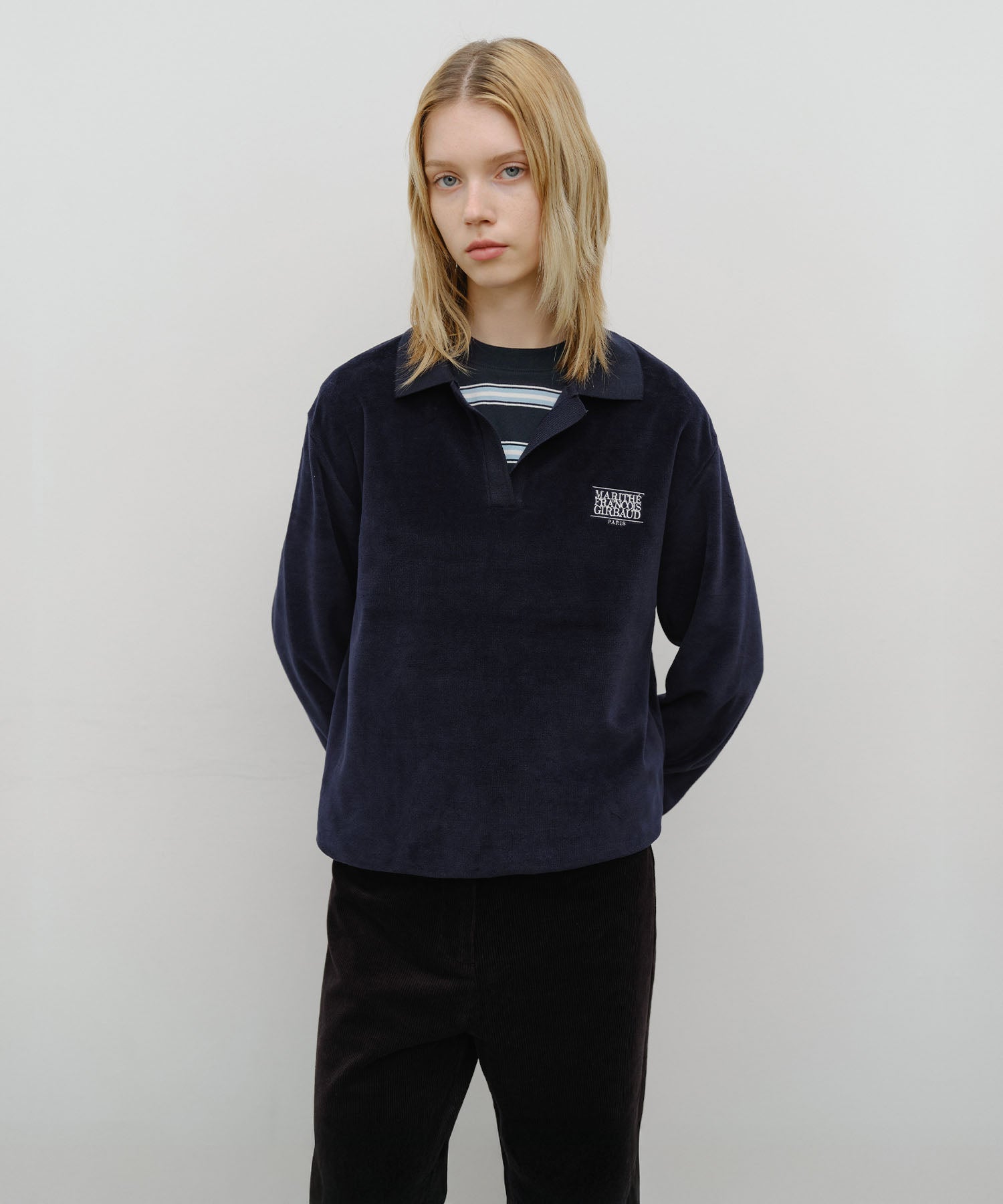 Marithé François Girbaud - Classic Logo Collared Velour Sweatshirt