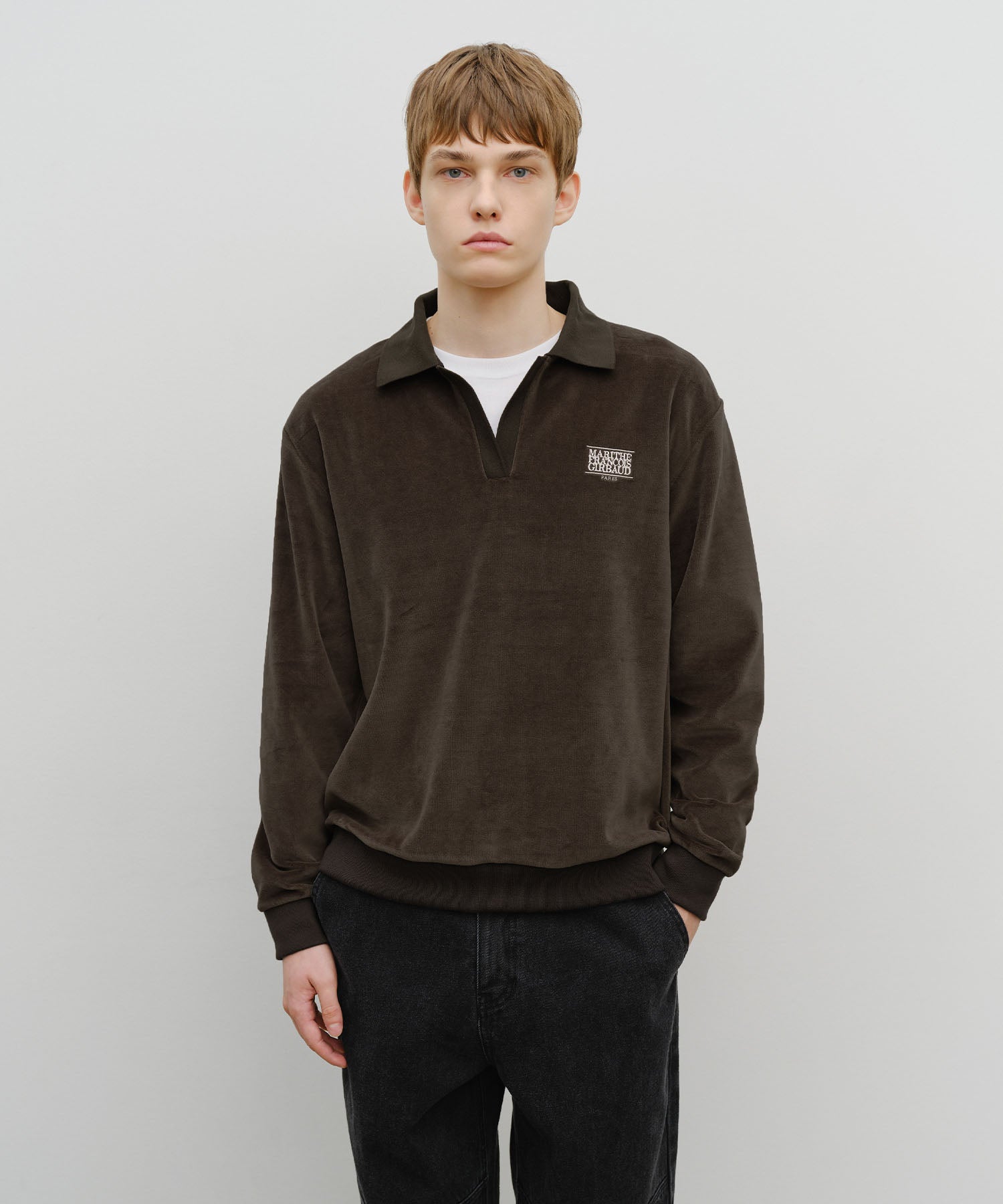 Marithé François Girbaud - Classic Logo Collared Velour Sweatshirt