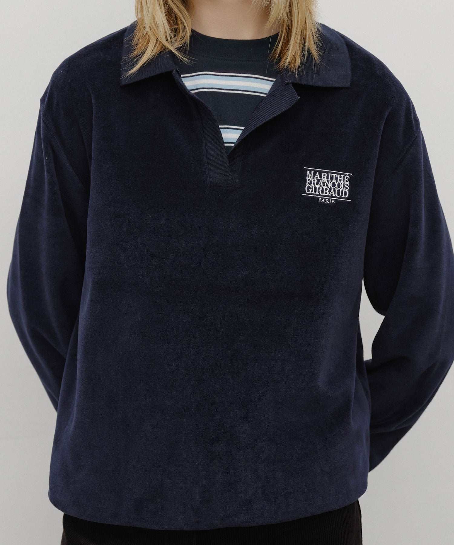 Marithé François Girbaud - Classic Logo Collared Velour Sweatshirt