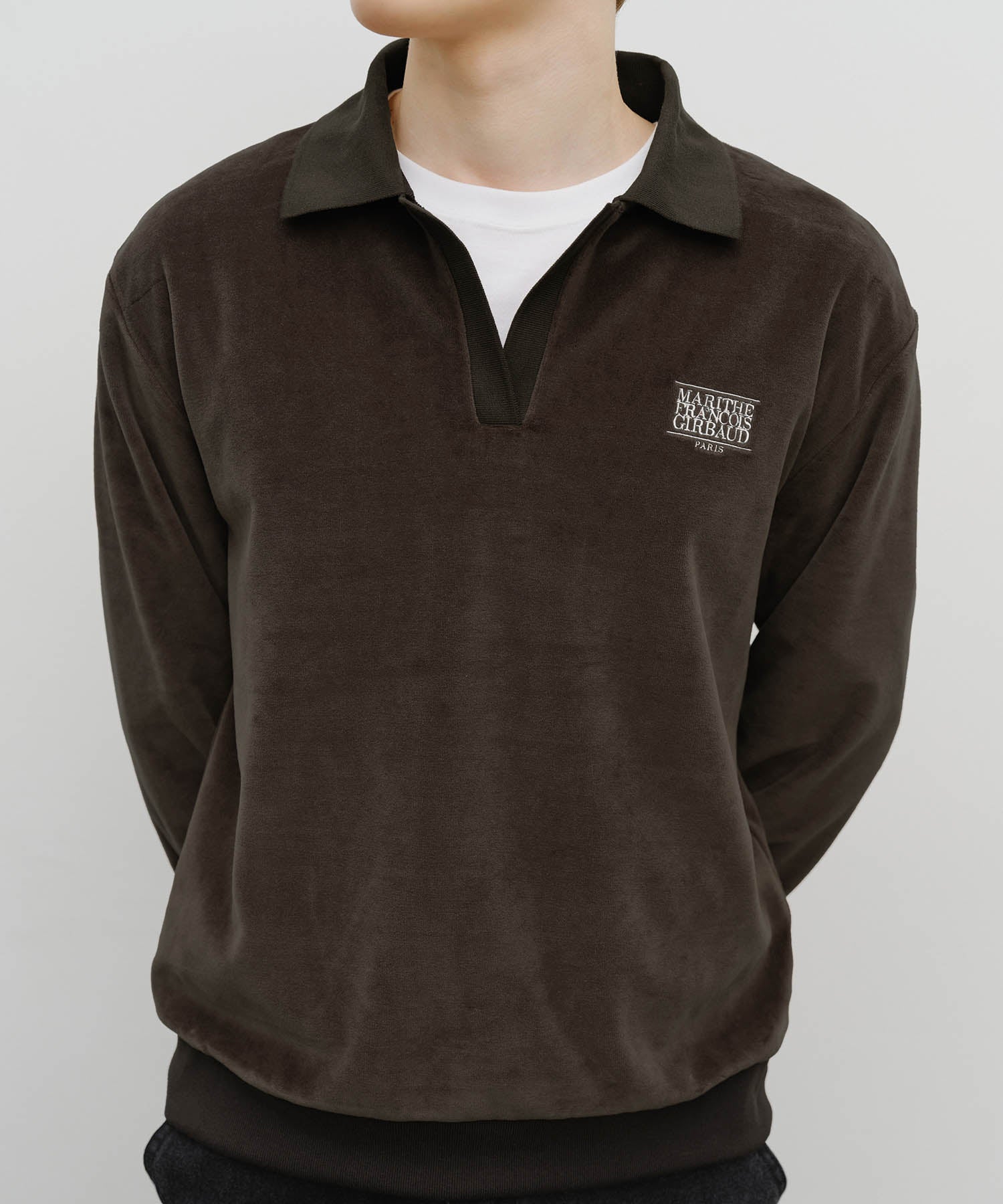 Marithé François Girbaud - Classic Logo Collared Velour Sweatshirt