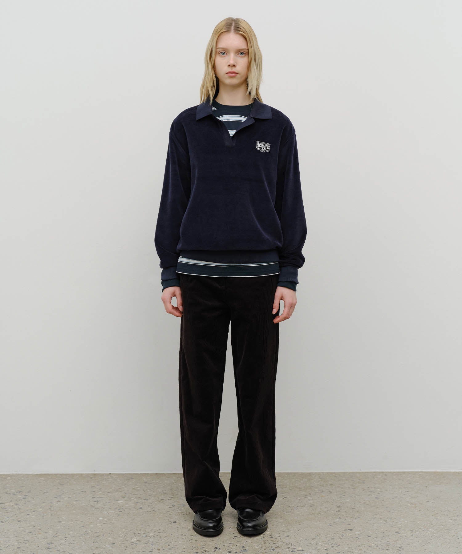 Marithé François Girbaud - Classic Logo Collared Velour Sweatshirt
