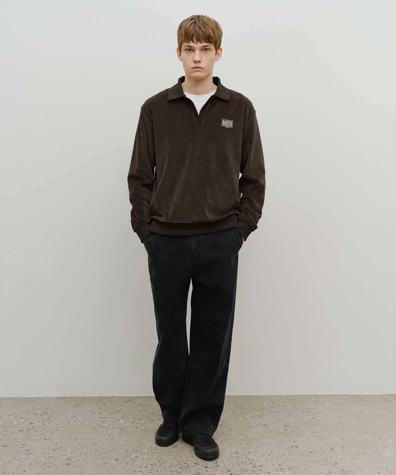 Marithé François Girbaud - Classic Logo Collared Velour Sweatshirt
