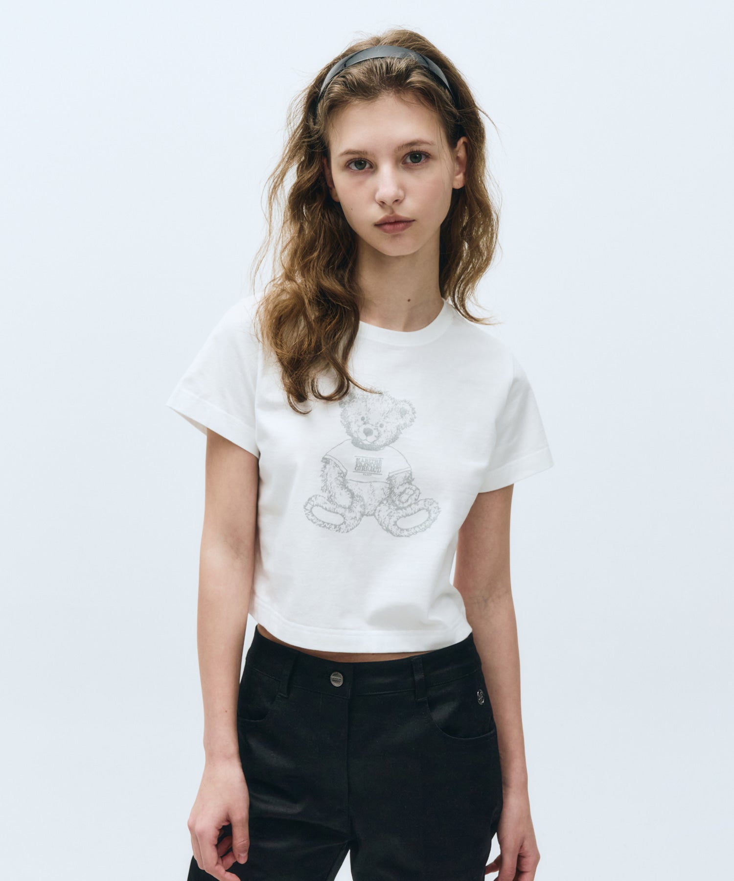 Marithé François Girbaud - W Sketch Doodle Bear Crop Tee