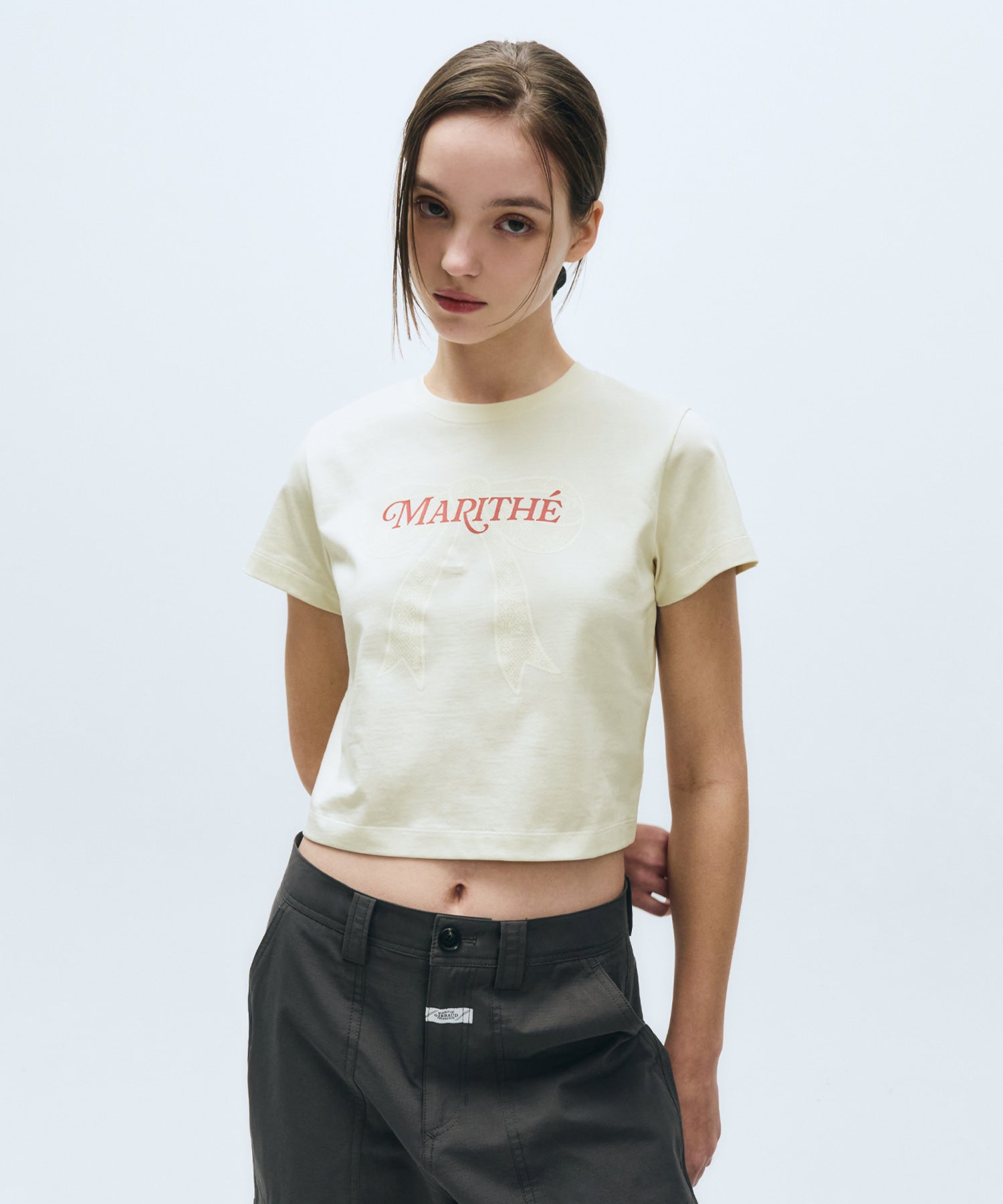 Marithé François Girbaud - W Ribbon Graphic Crop Tee