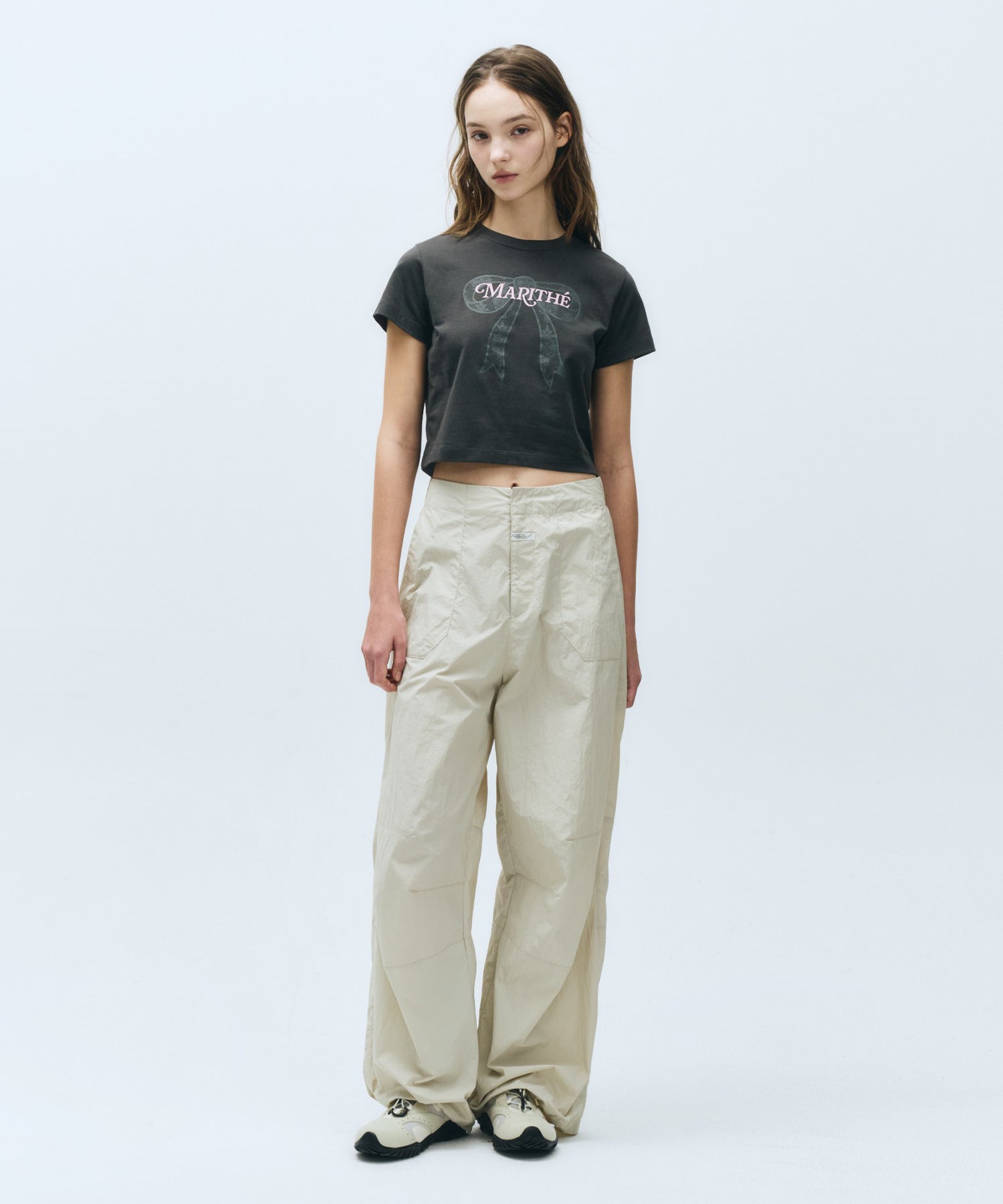 Marithé François Girbaud - W Ribbon Graphic Crop Tee