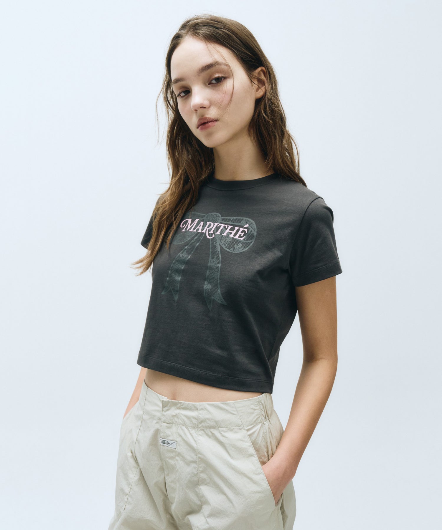 Marithé François Girbaud - W Ribbon Graphic Crop Tee