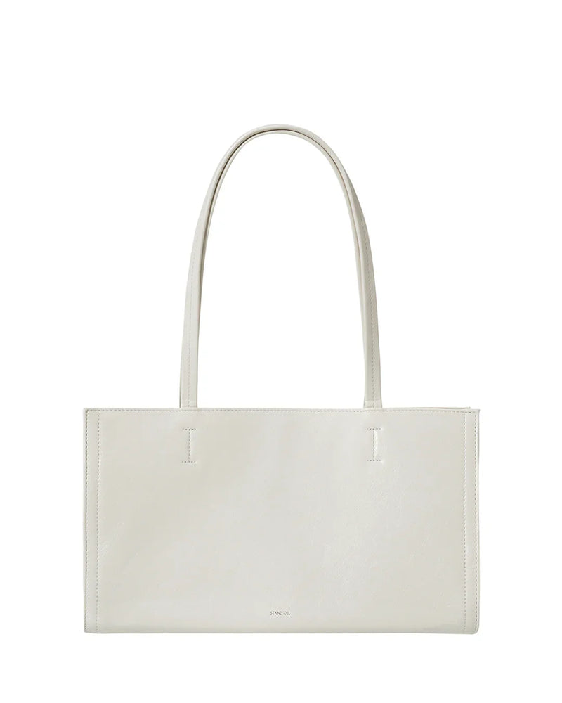 STAND OIL Oblong Bag in Cream, rectangular laptop tote from Seoul