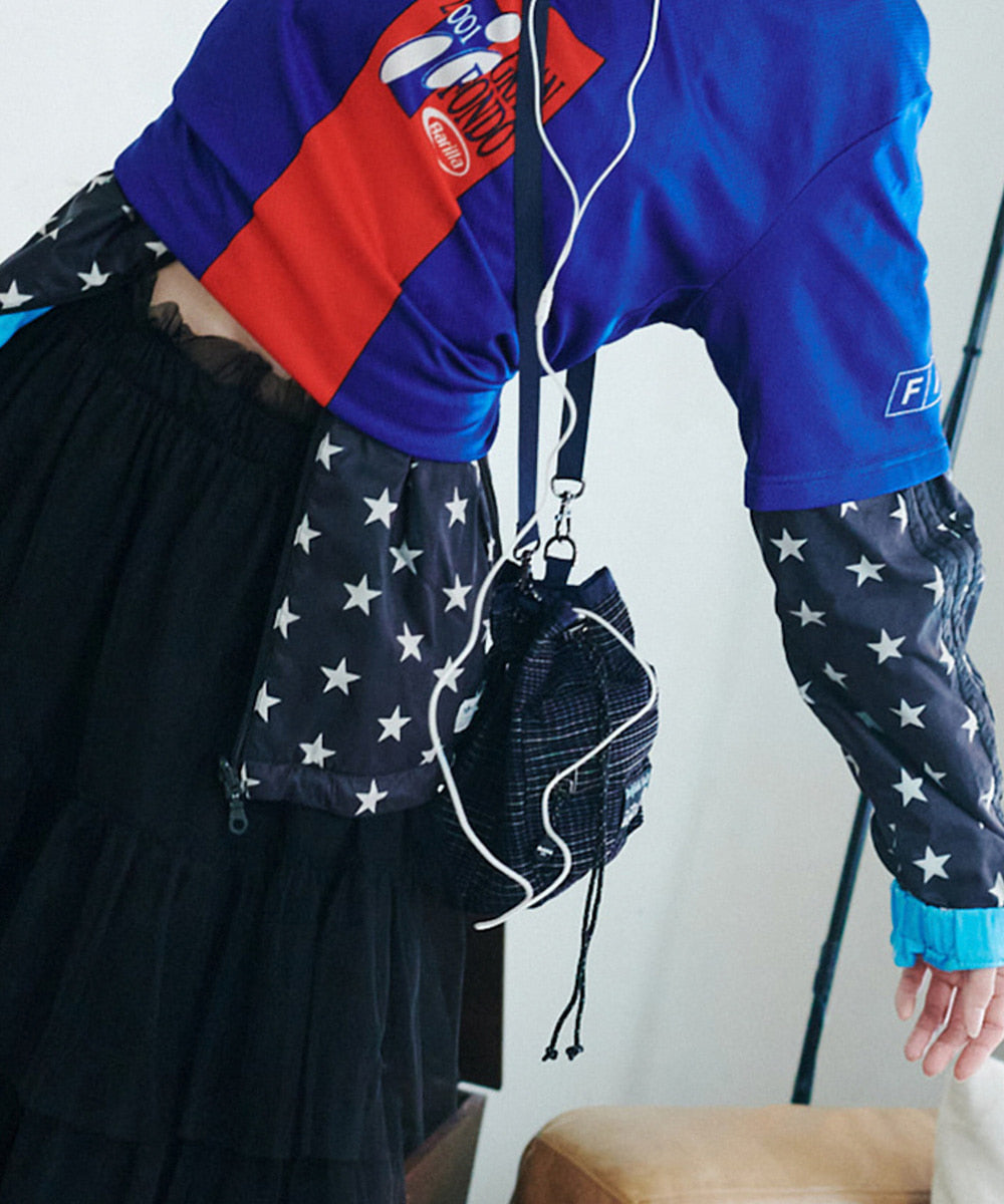 Rockfish Weatherwear CHECK DRAWSTRING MINI BAG Navy view 3