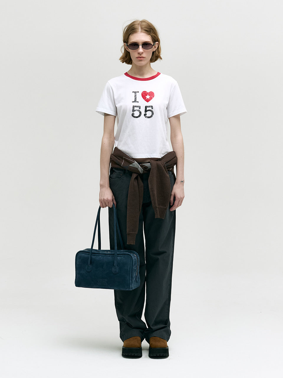 MARGESHERWOOD Soft Boston Bag - Indigo Nubuck