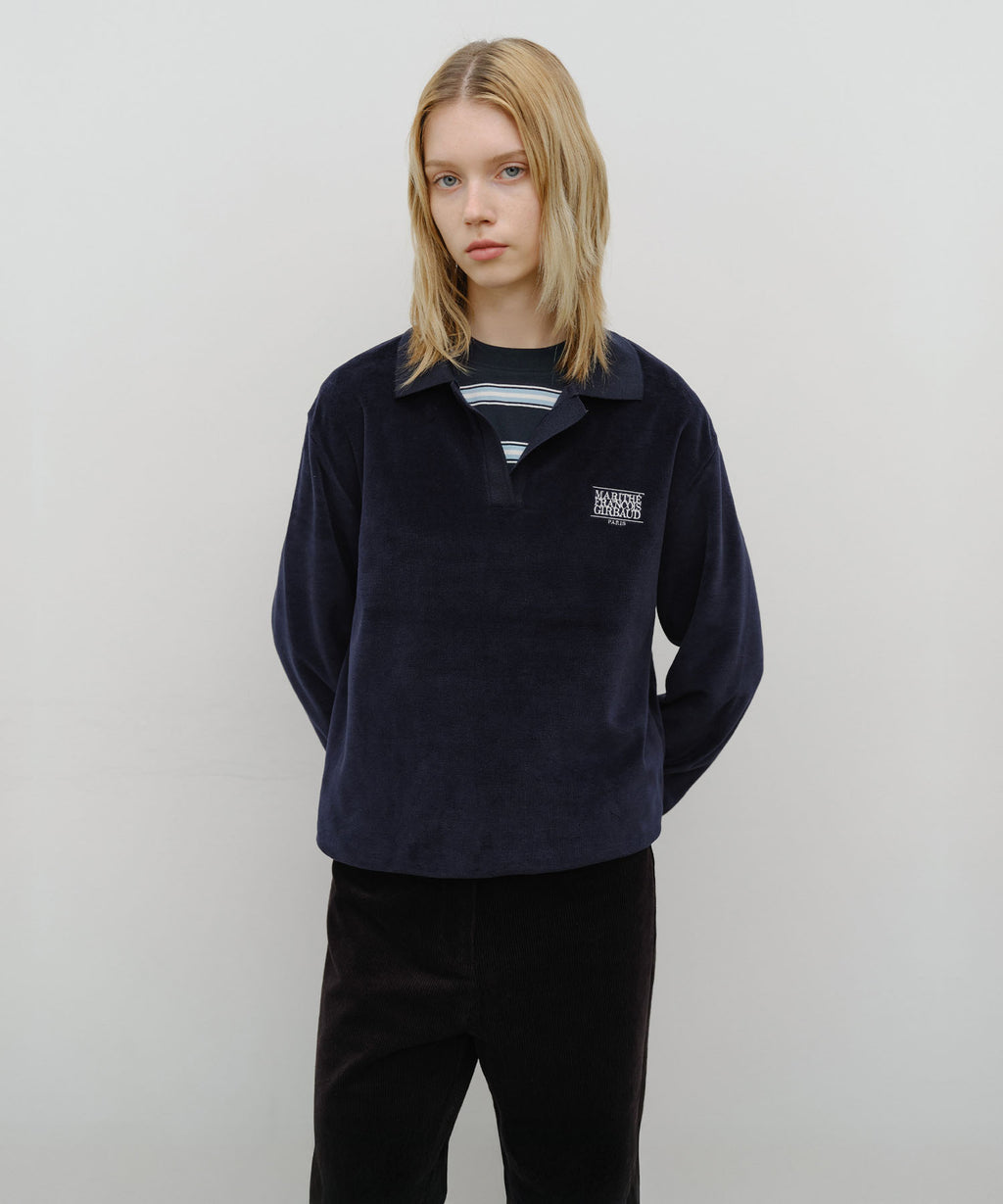 Marithé François Girbaud - Classic Logo Collared Velour Sweatshirt