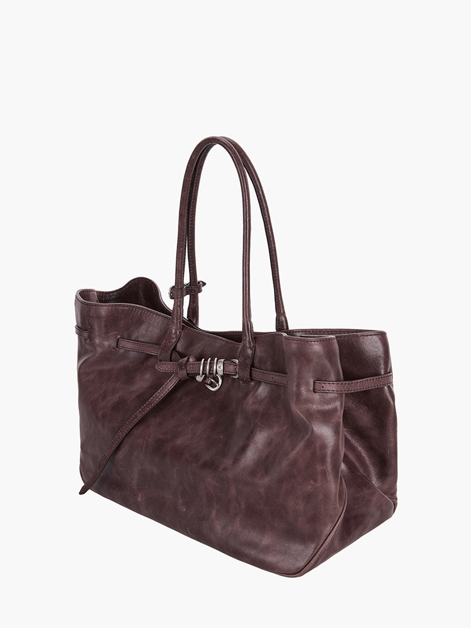 MARGESHERWOOD Grandma Used Bag Large - Wine Pull-up Leather
