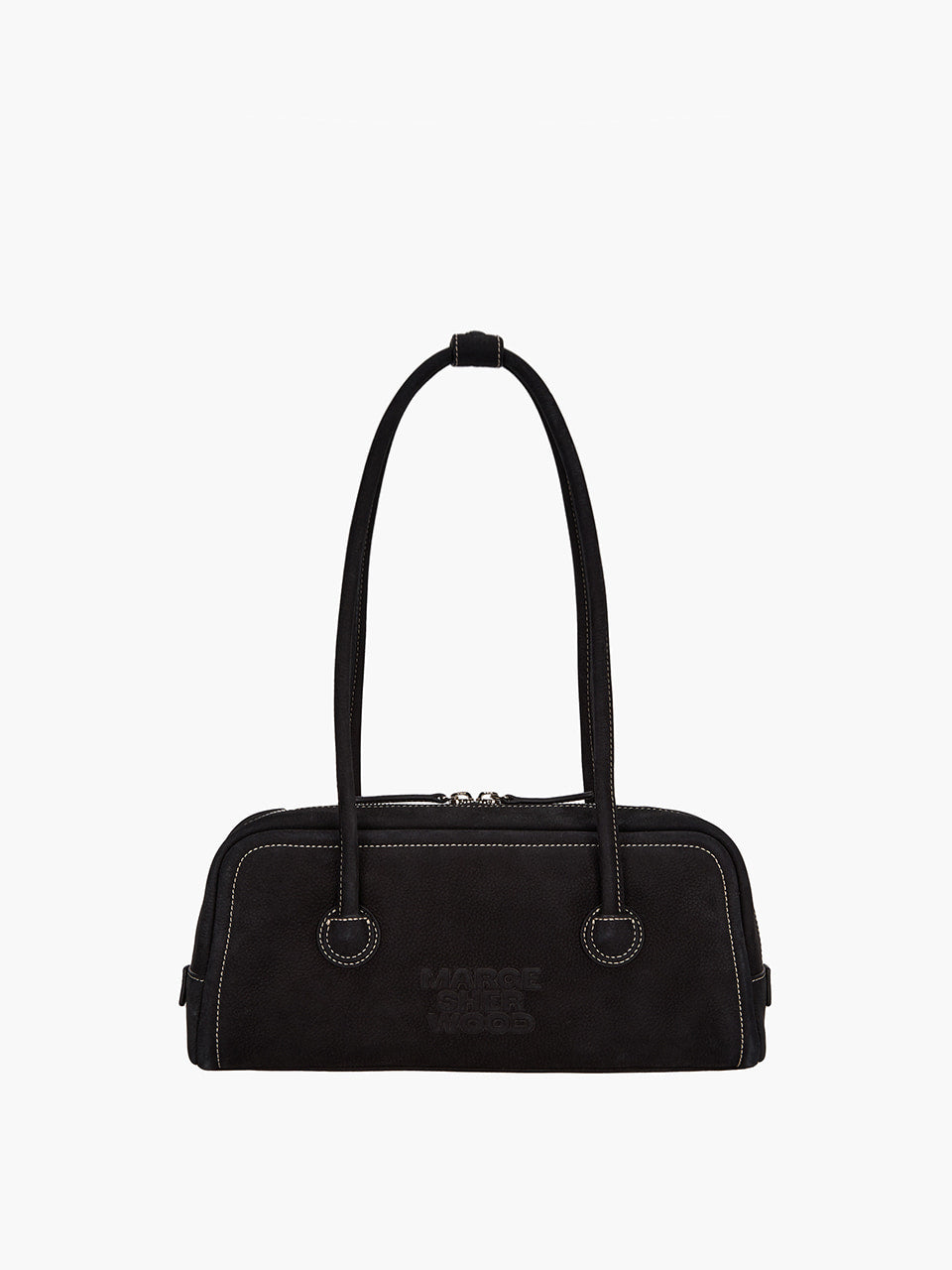 MARGESHERWOOD Soft Boston Ew Baguette Bag - Black Nubuck