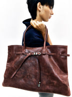 MARGESHERWOOD Grandma Used Bag XL - Wine Pull-up Leather