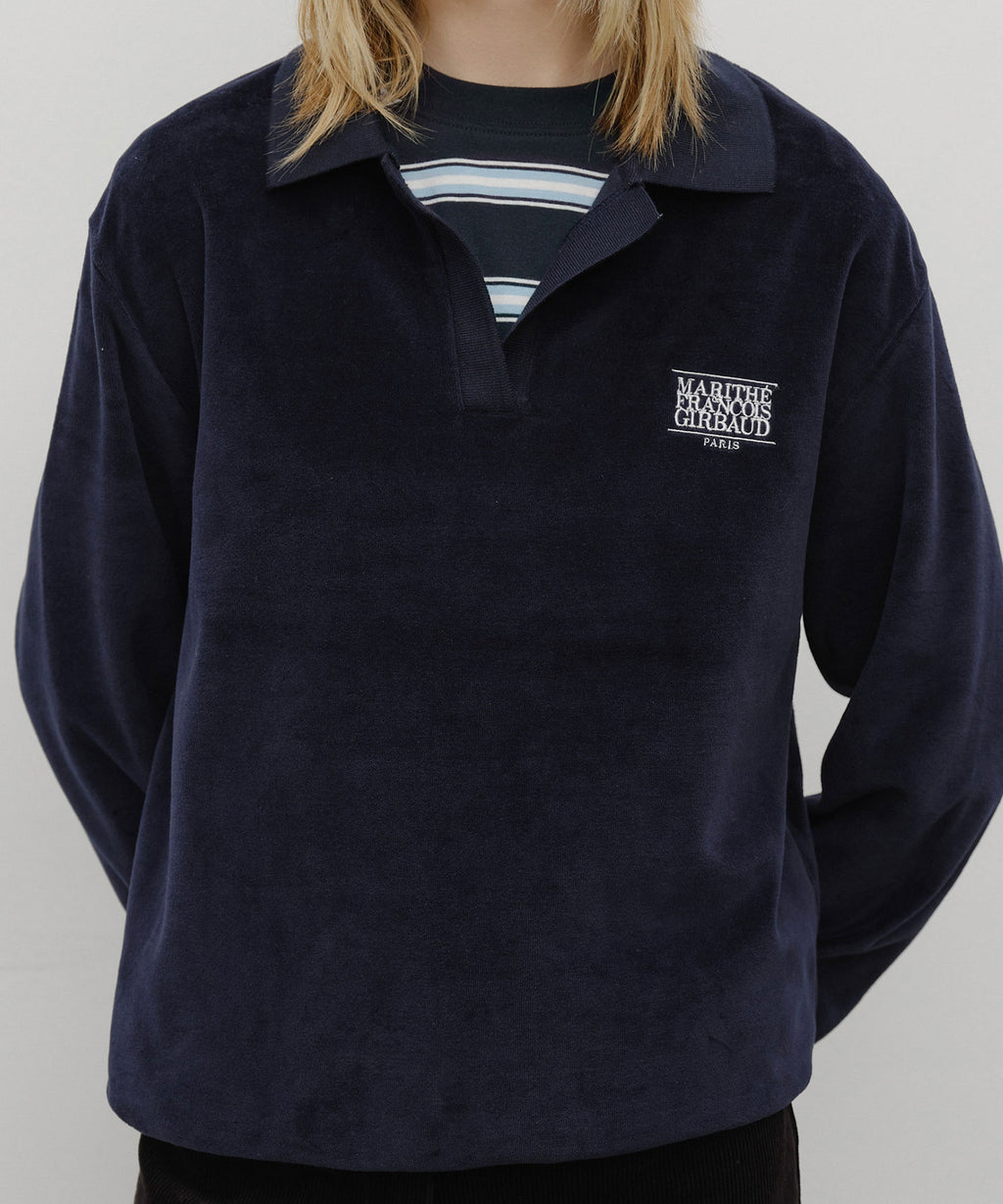 Marithé François Girbaud - Classic Logo Collared Velour Sweatshirt