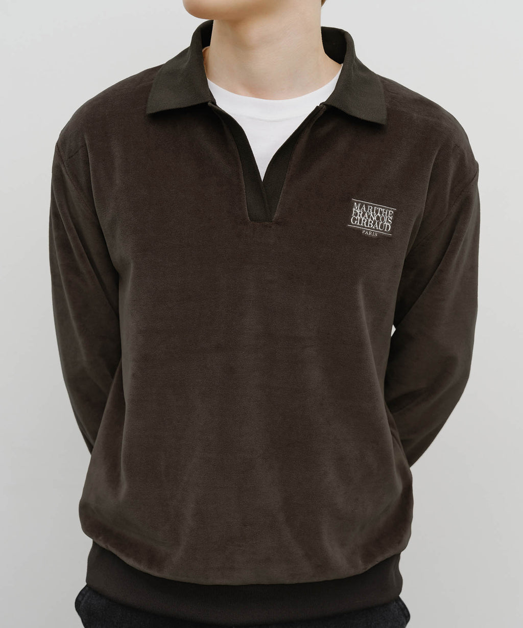 Marithé François Girbaud - Classic Logo Collared Velour Sweatshirt