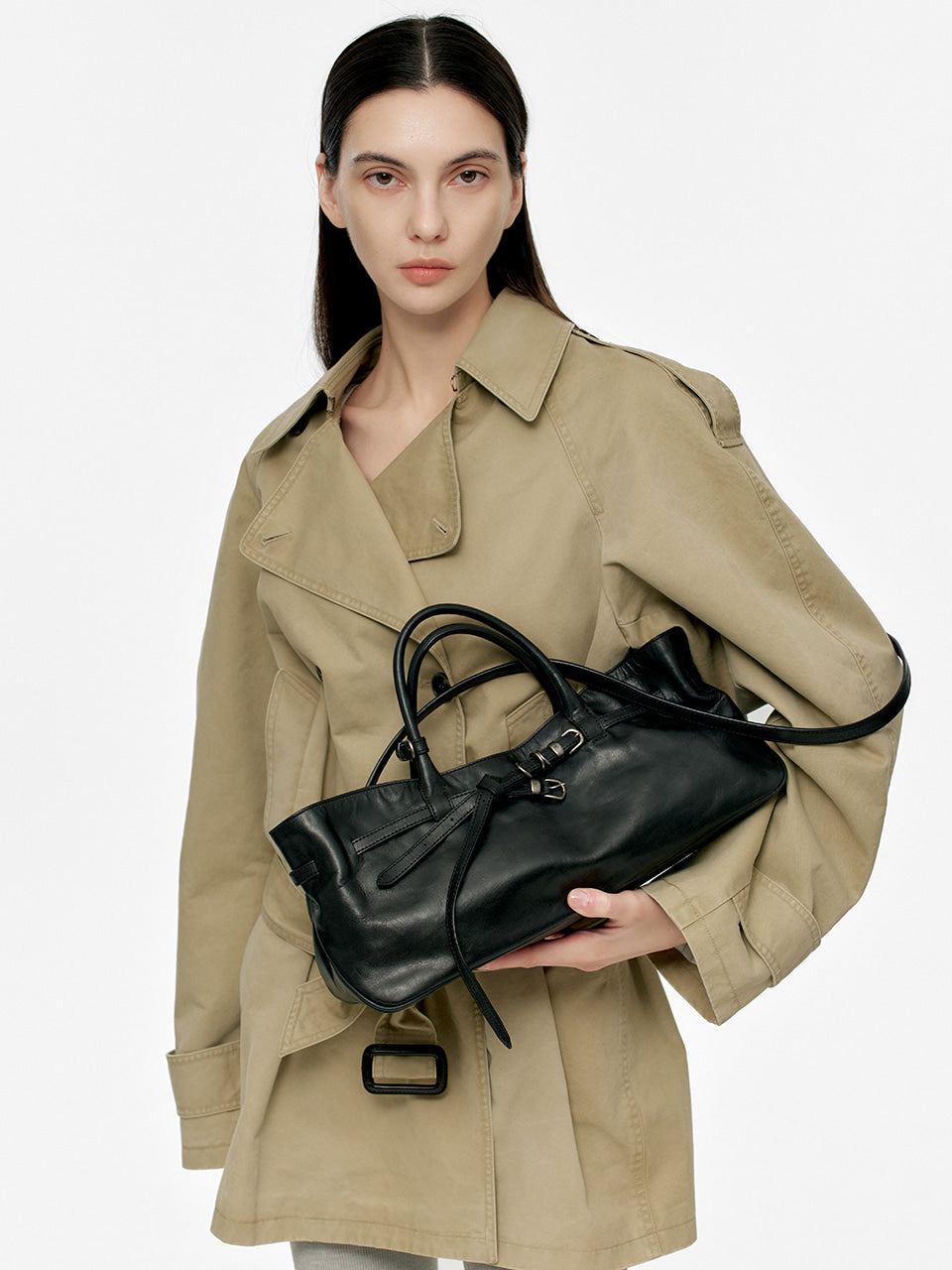 MARGESHERWOOD Grandma Used Bag - Black Pull-up Leather