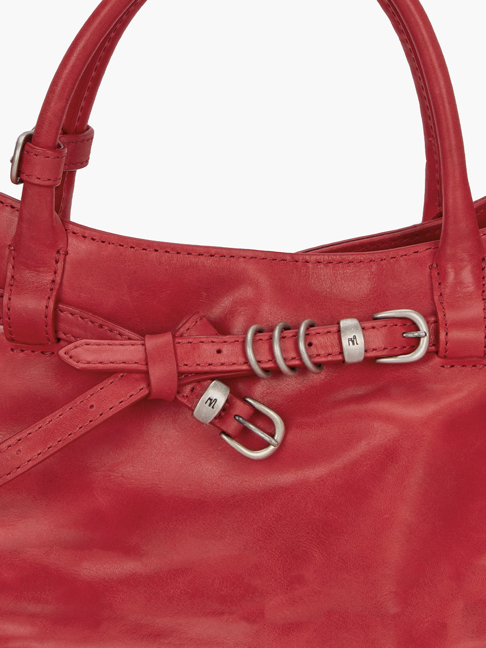 MARGESHERWOOD Grandma Used Bag - Apple Red Pull-up Leather
