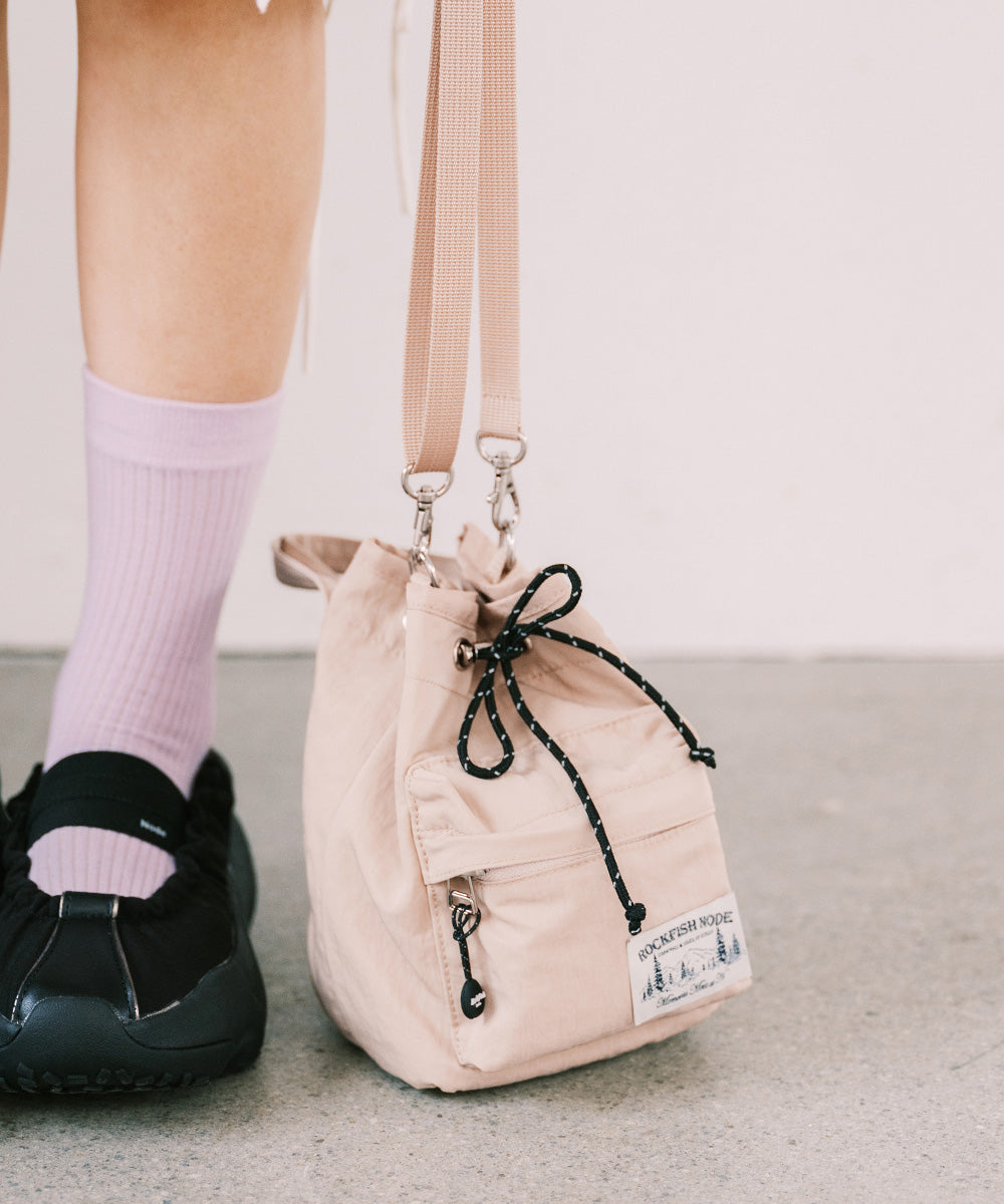 Rockfish Weatherwear Nylon Drawstring Mini Bag Pink Beige view 2