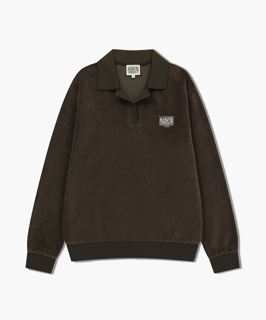 Marithé François Girbaud - Classic Logo Collared Velour Sweatshirt