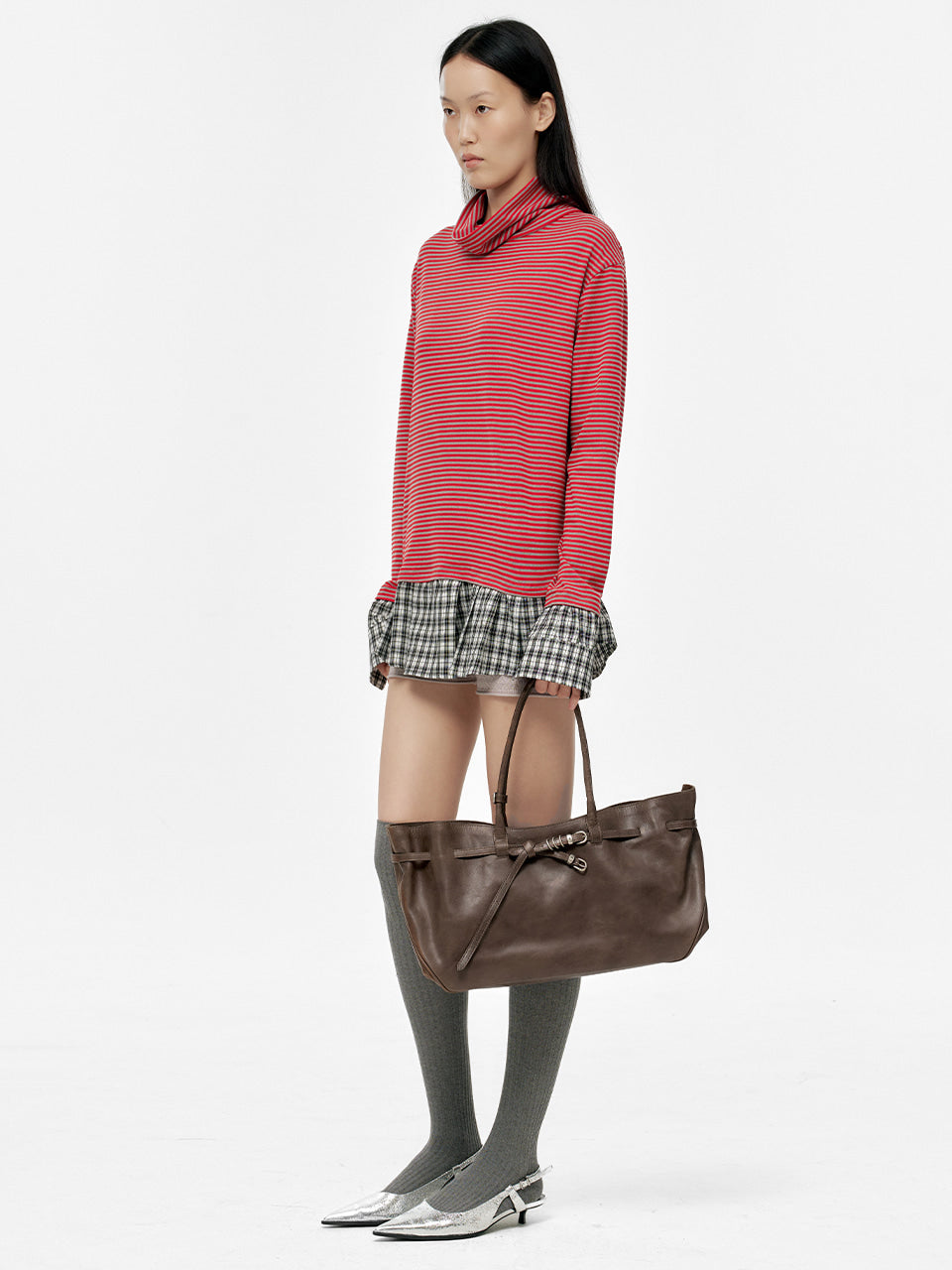 MARGESHERWOOD Grandma Used Bag Large - Washed Brown Pull-up Leather