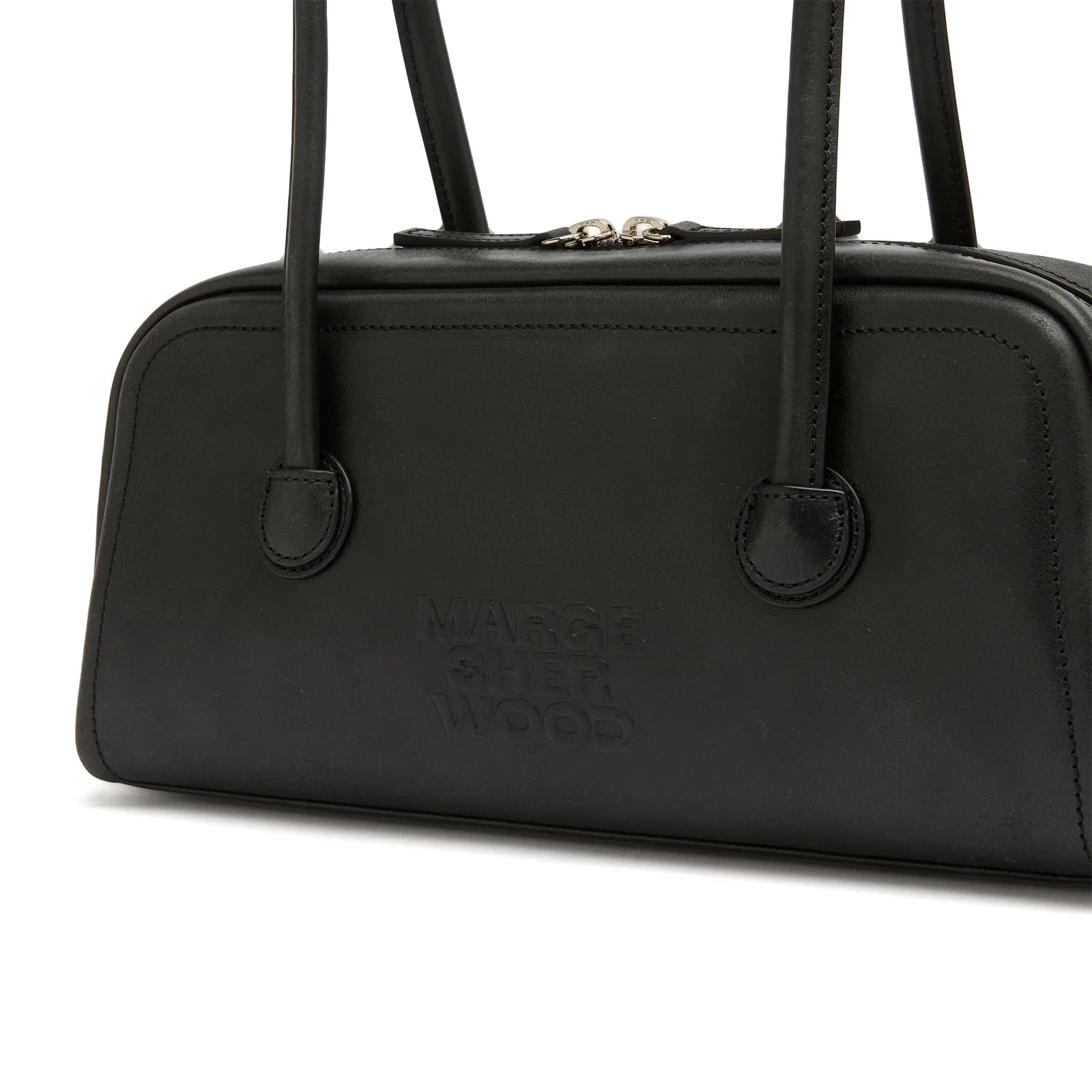 MARGESHERWOOD Soft Boston Ew Baguette Bag - Black Leather