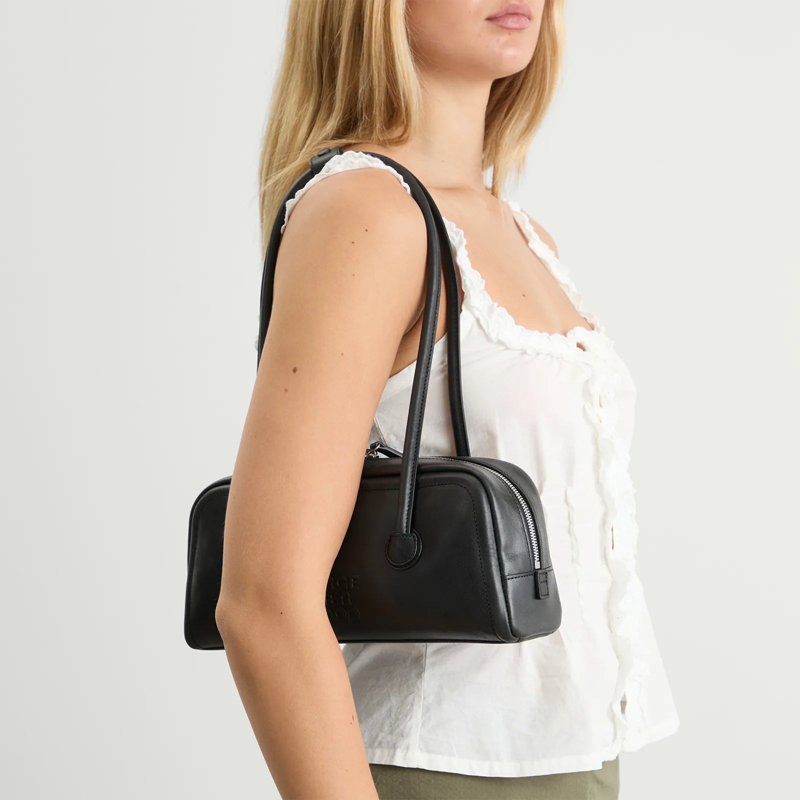 MARGESHERWOOD Soft Boston Ew Baguette Bag - Black Leather