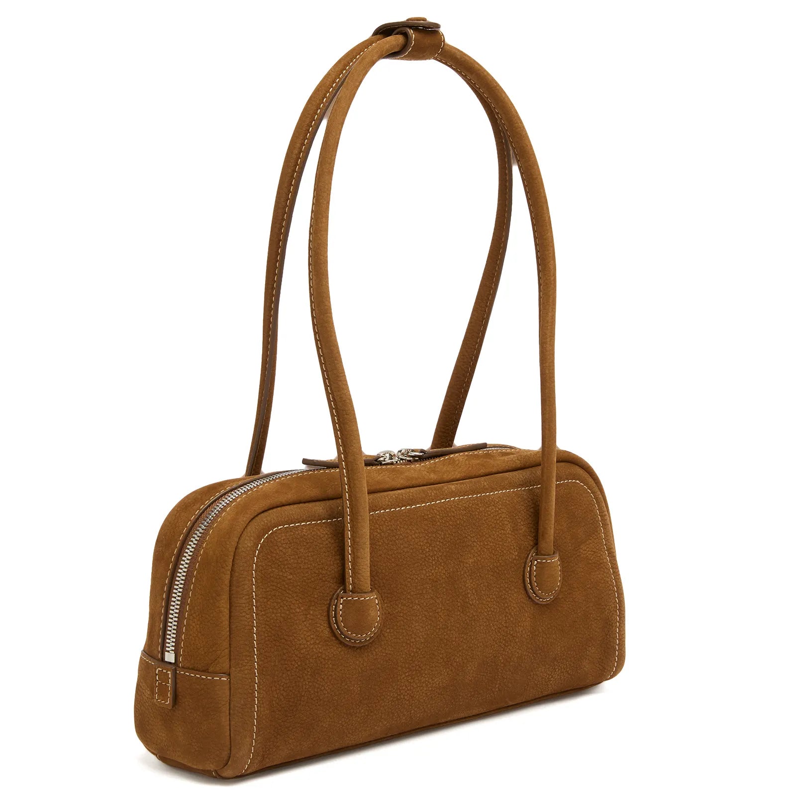 MARGESHERWOOD Soft Boston Ew Baguette Bag - Chestnut Nubuck