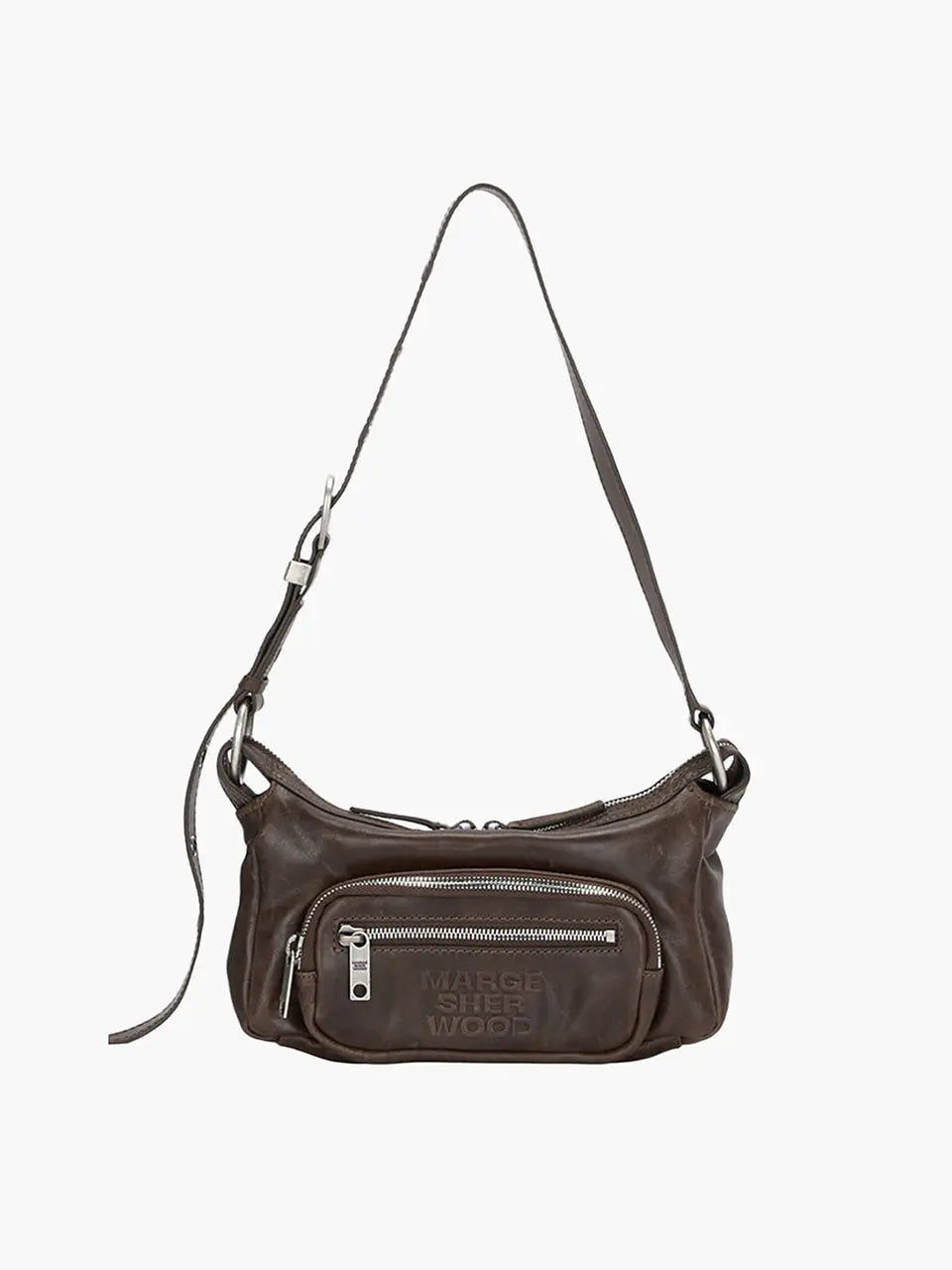 Marge Sherwood Outpocket Hobo Mini in washed brown pull-up