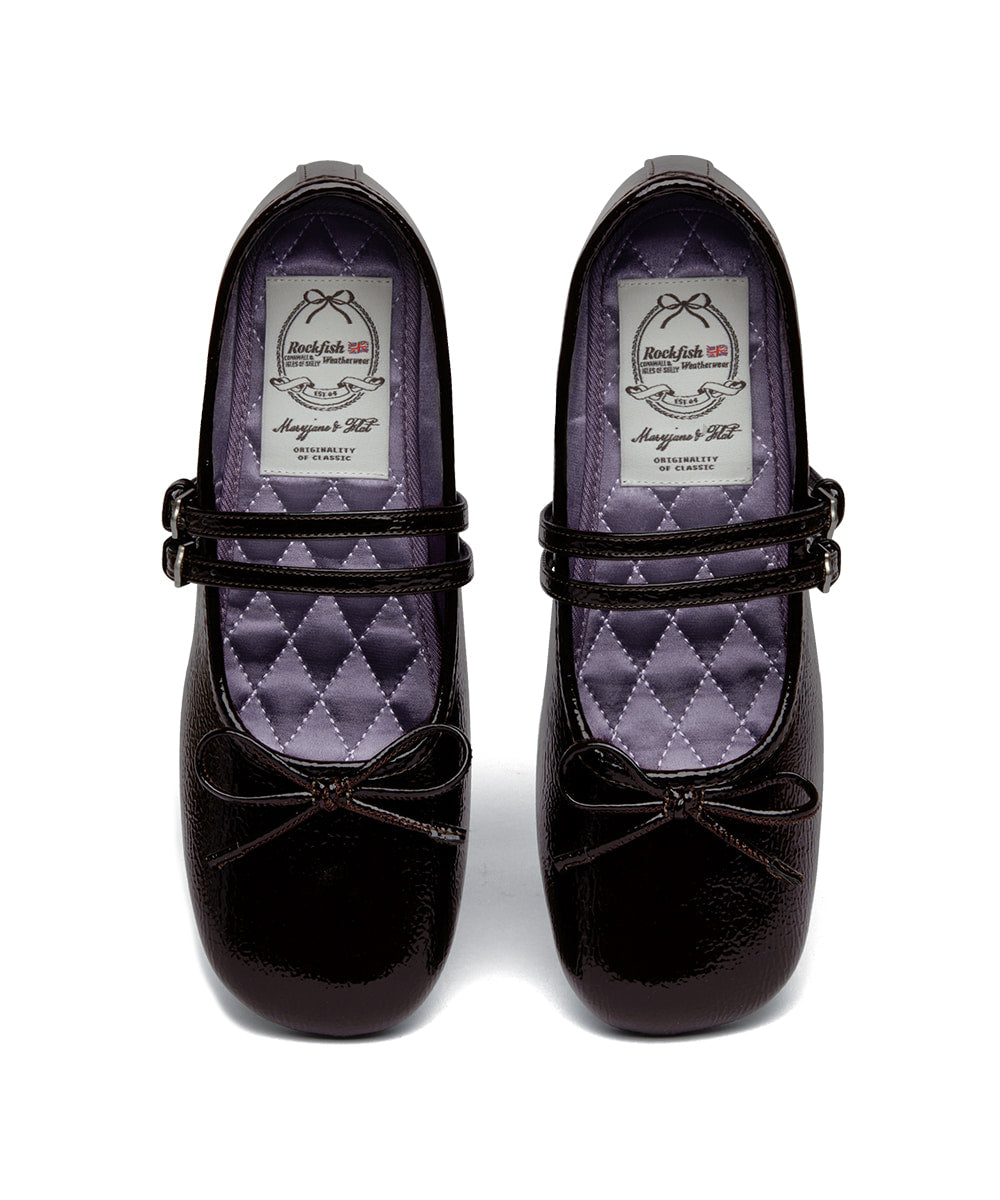 Rockfish Weatherwear Square Toe Two Strap Maryjanes 4cm Brown view 7