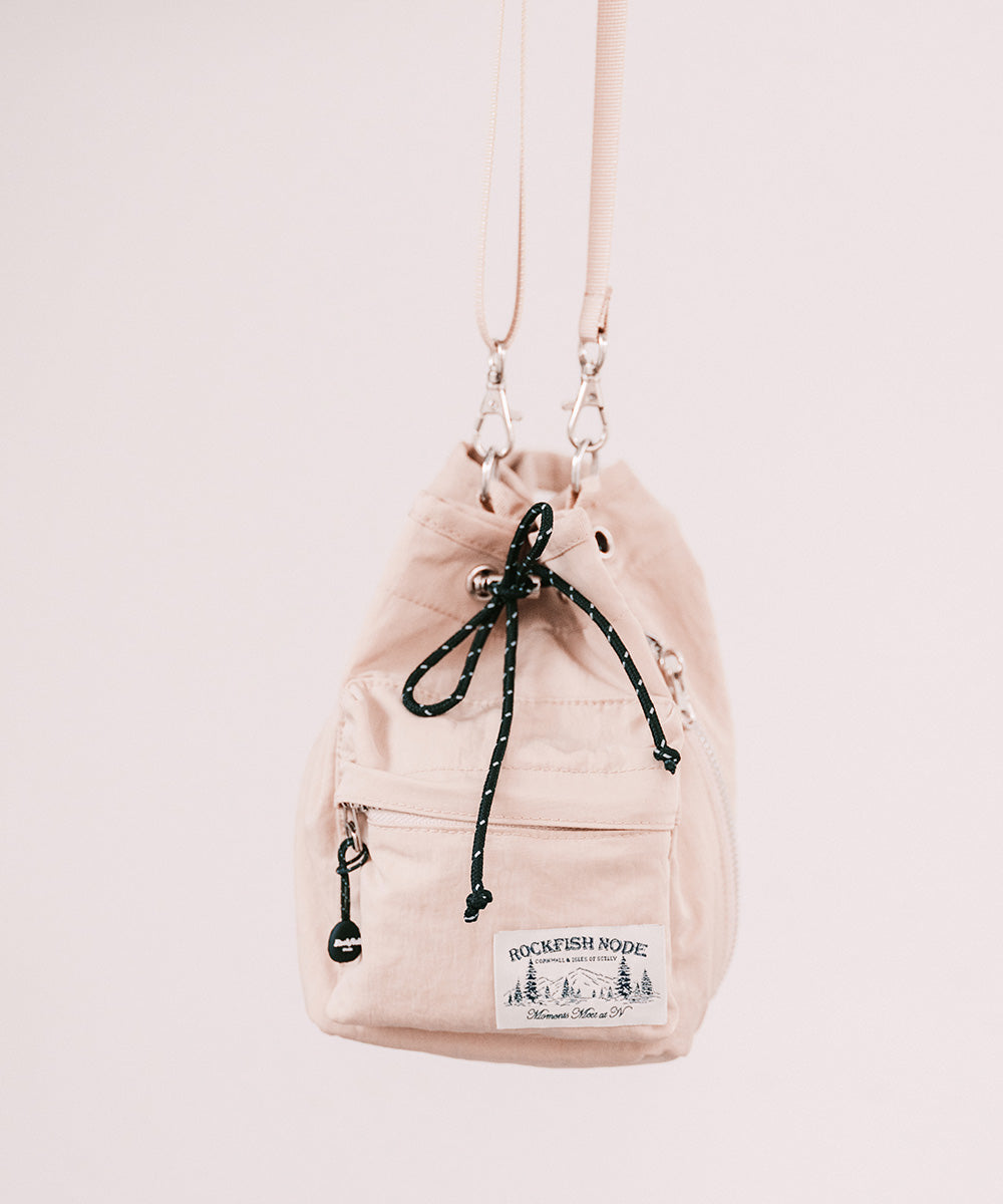 Rockfish Weatherwear Nylon Drawstring Mini Bag Pink Beige view 4