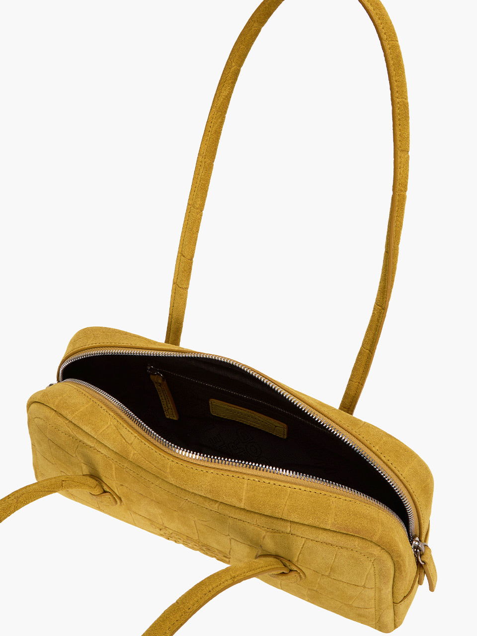 MARGESHERWOOD Soft Boston Ew Baguette Bag - Mustard Croc Suede