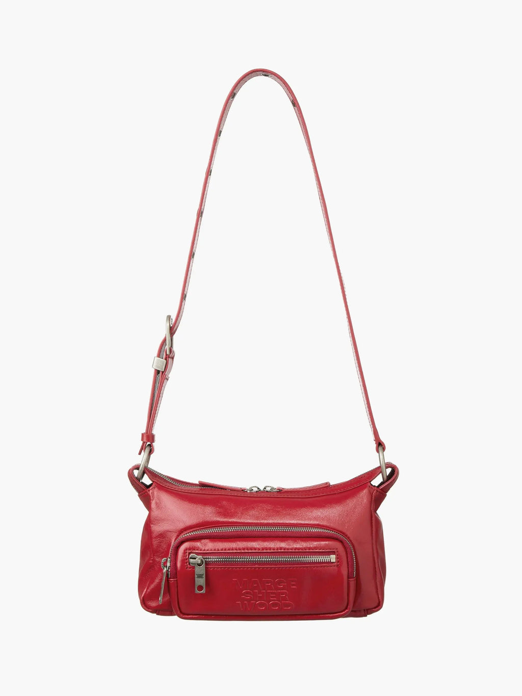 Marge Sherwood Outpocket Hobo Mini in apple red glossy plain, view 6