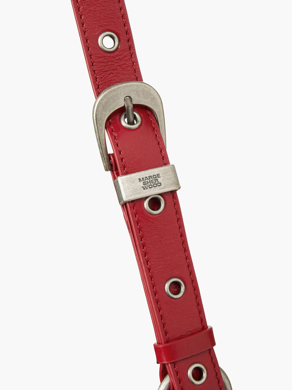 Marge Sherwood Outpocket Hobo Mini in apple red glossy plain, view 7
