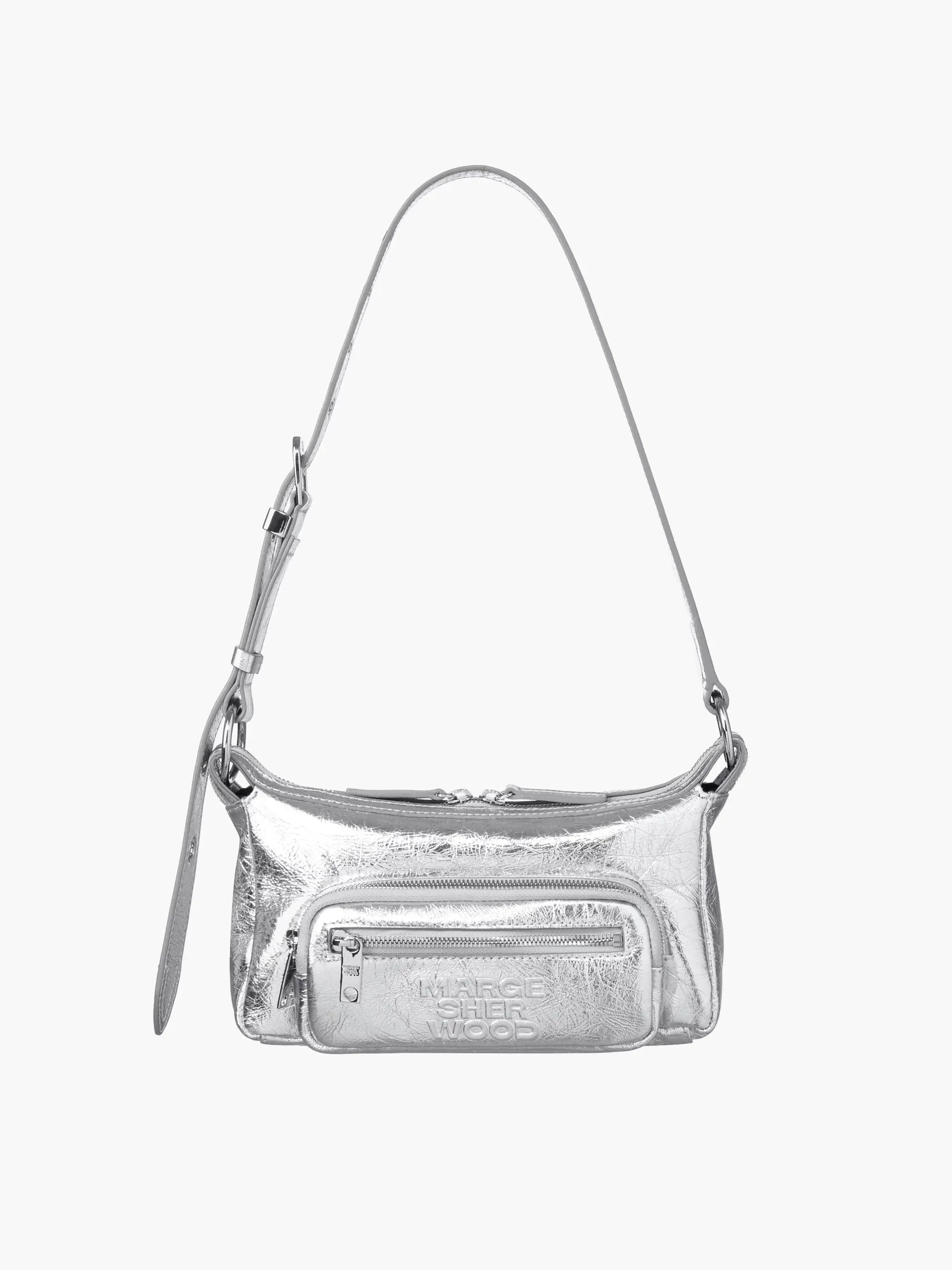 Marge Sherwood Outpocket Hobo Mini in silver crinkle