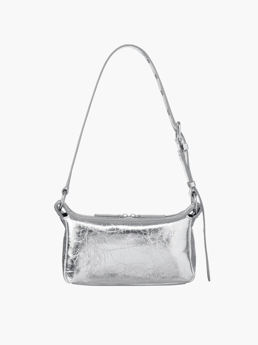 Marge Sherwood Outpocket Hobo Mini in silver crinkle, view 4