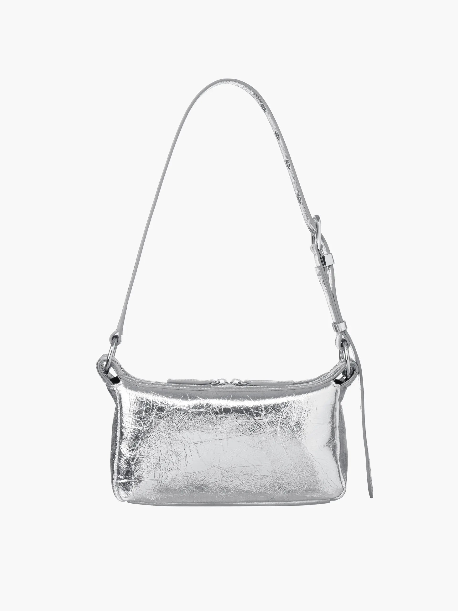 Marge Sherwood Outpocket Hobo Mini in silver crinkle, view 4