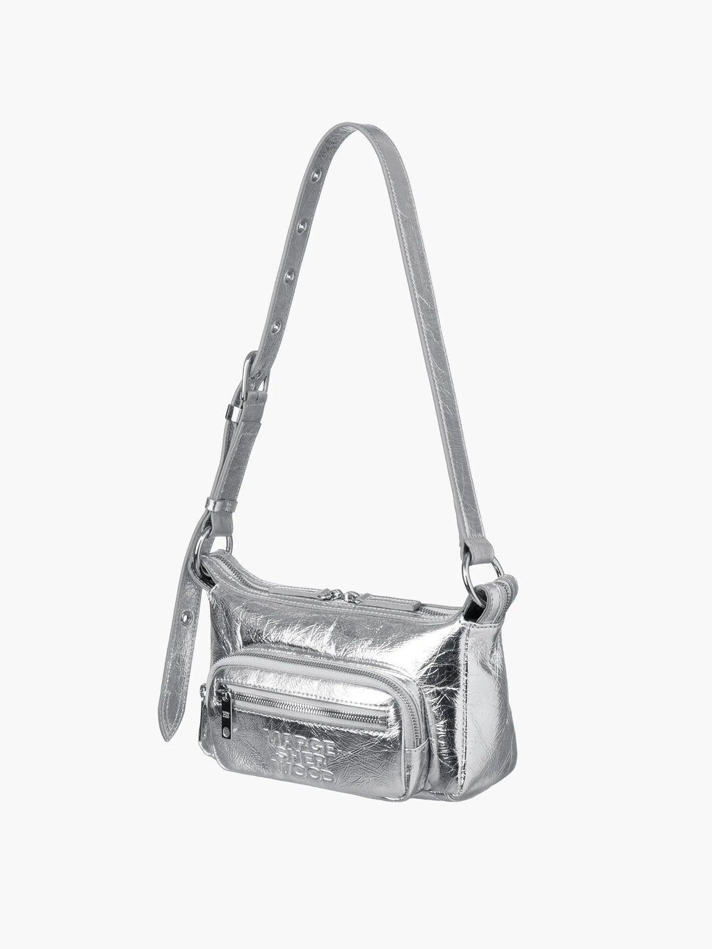 Marge Sherwood Outpocket Hobo Mini in silver crinkle, view 5