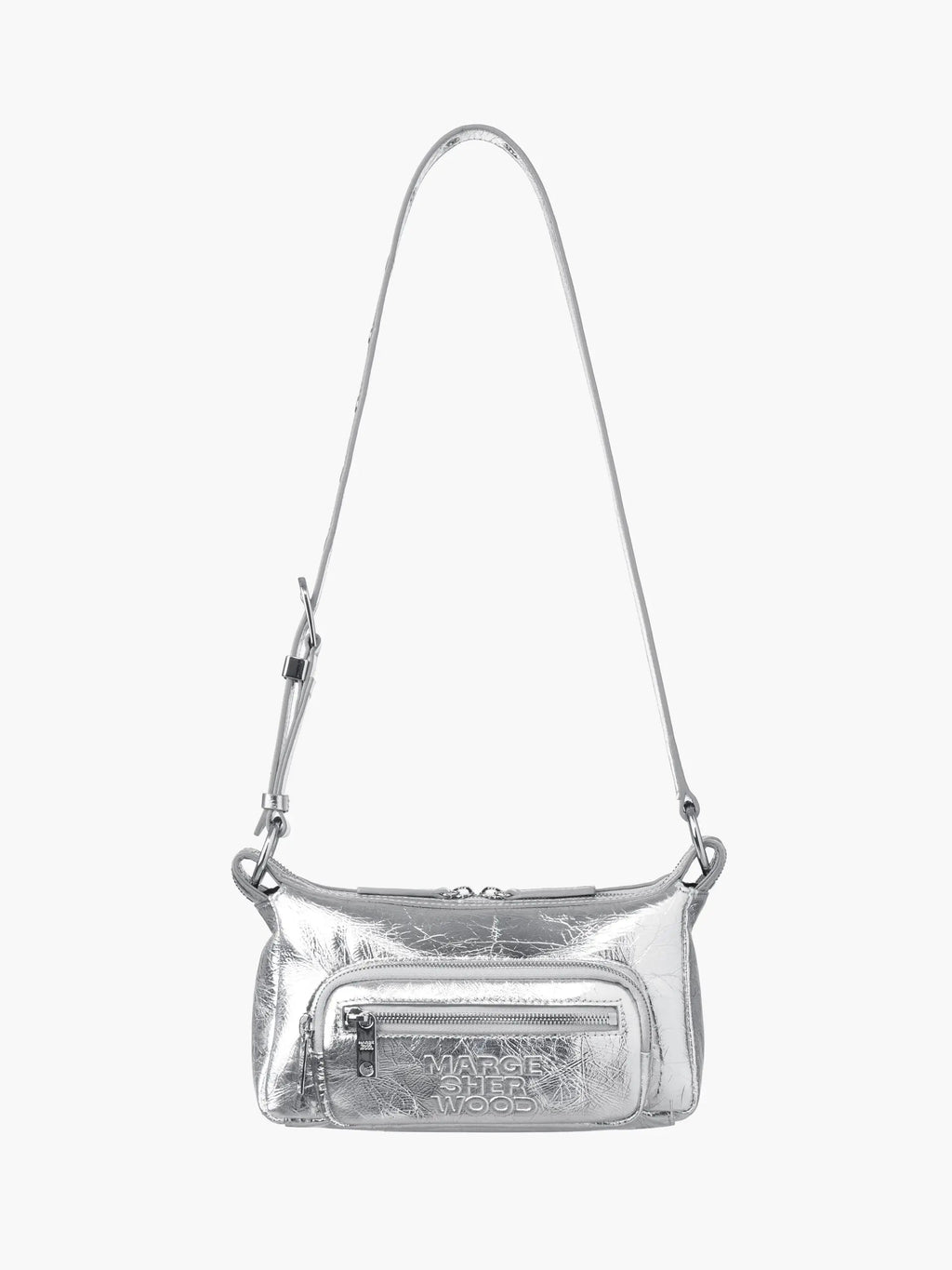 Marge Sherwood Outpocket Hobo Mini in silver crinkle, view 6