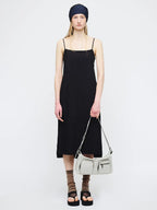 MARGESHERWOOD Outpocket Hobo Shoulder Bag Light Grey Glossy Plain styled