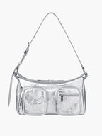MARGESHERWOOD Outpocket Hobo Shoulder Bag Silver Crinkle front