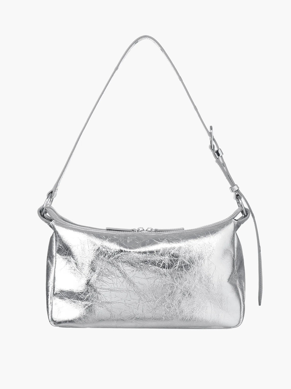 MARGESHERWOOD Outpocket Hobo Shoulder Bag Silver Crinkle side
