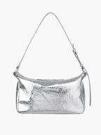 MARGESHERWOOD Outpocket Hobo Shoulder Bag Silver Crinkle side