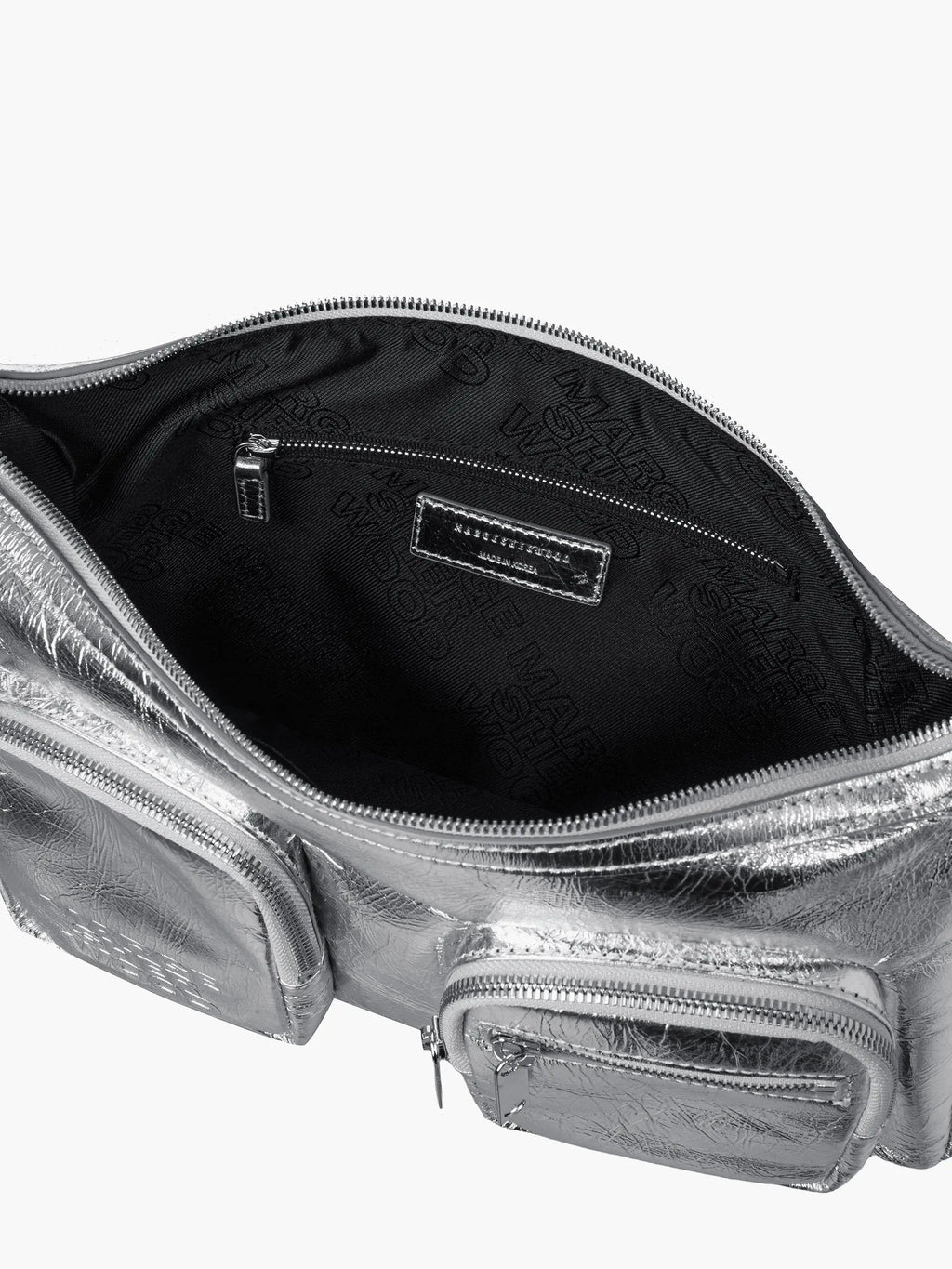 MARGESHERWOOD Outpocket Hobo Shoulder Bag Silver Crinkle interior