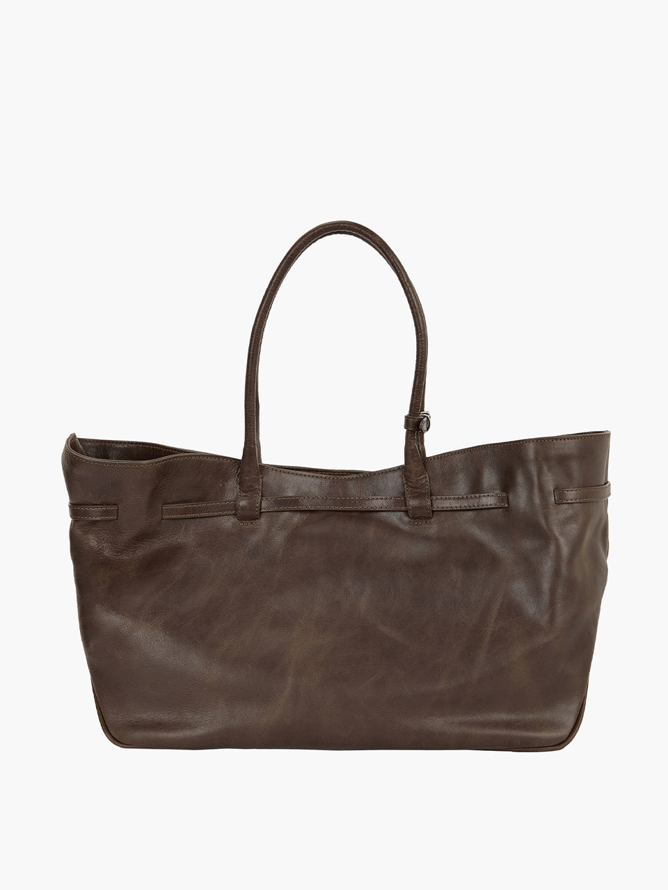 MARGESHERWOOD Grandma Used Bag Large - Washed Brown Pull-up Leather