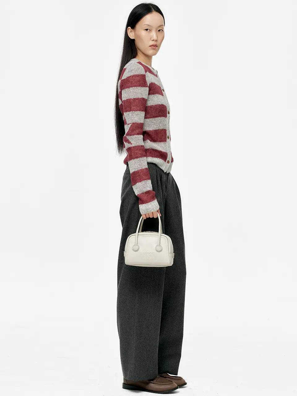 MARGESHERWOOD Soft Tote Mini Bag in Light Grey Plain leather