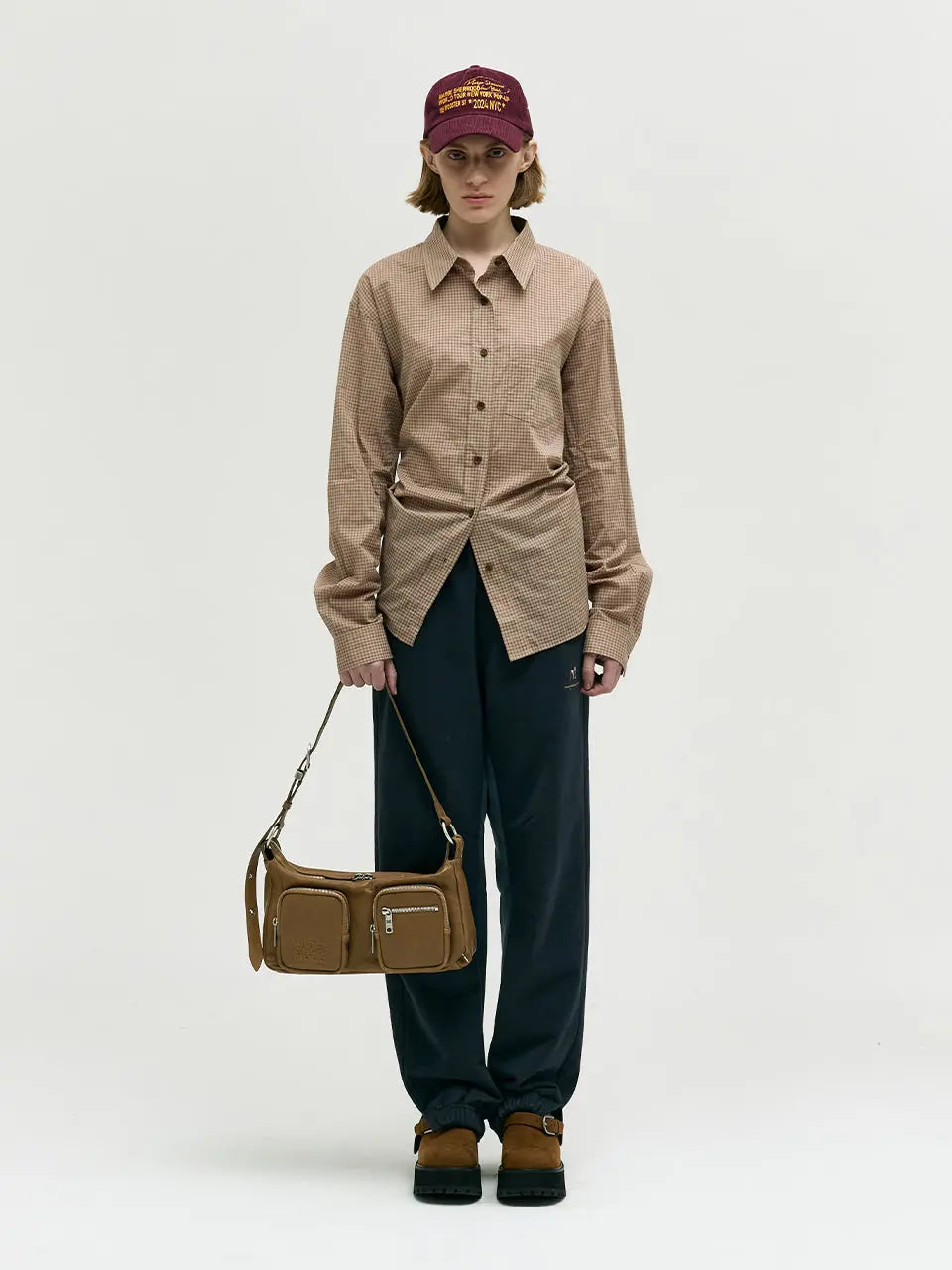 MARGESHERWOOD Outpocket Hobo Shoulder Bag Vintage Camel Washed Nappa styled