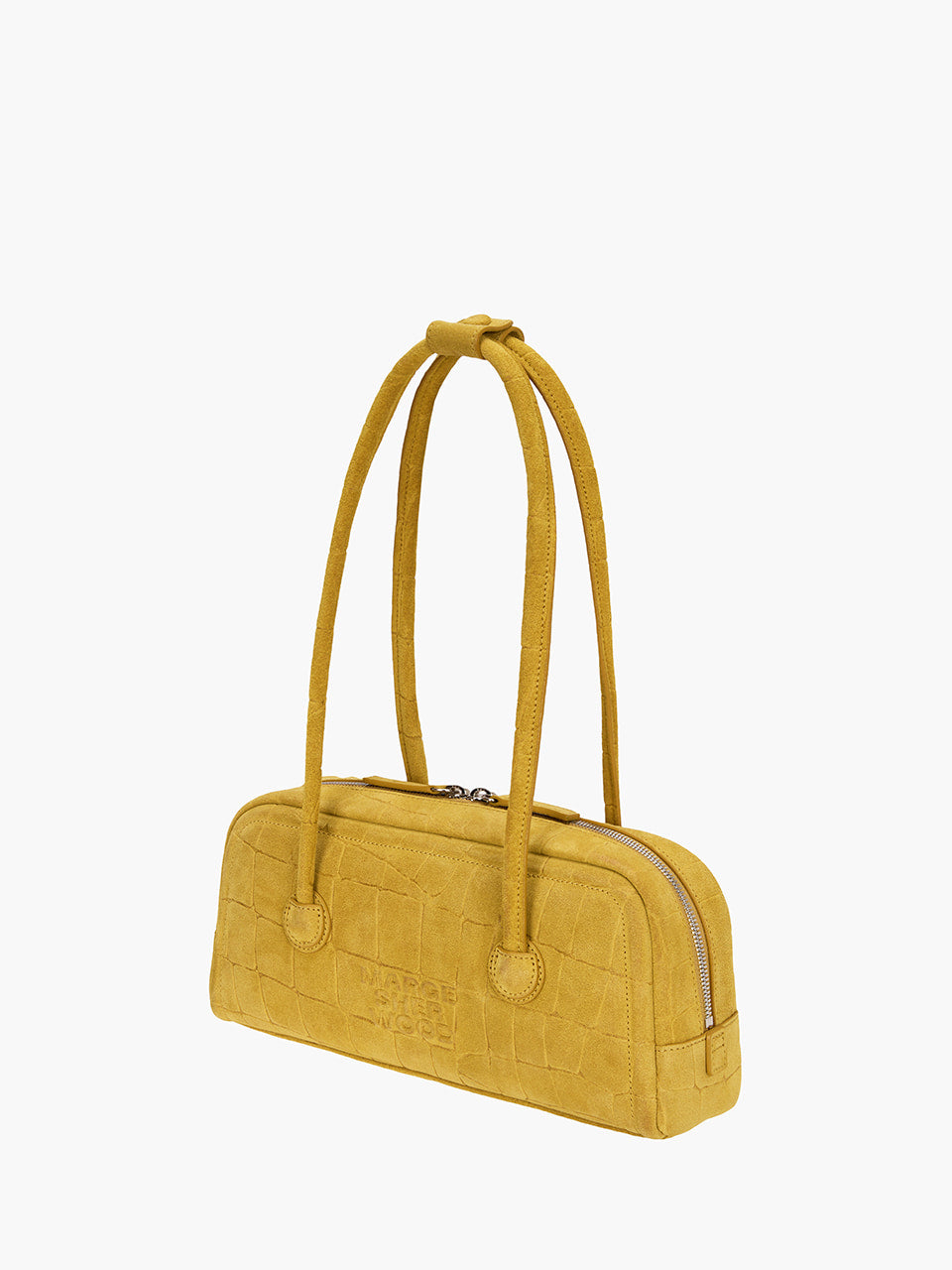 MARGESHERWOOD Soft Boston Ew Baguette Bag - Mustard Croc Suede