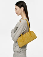 MARGESHERWOOD Soft Boston Ew Baguette Bag - Mustard Croc Suede
