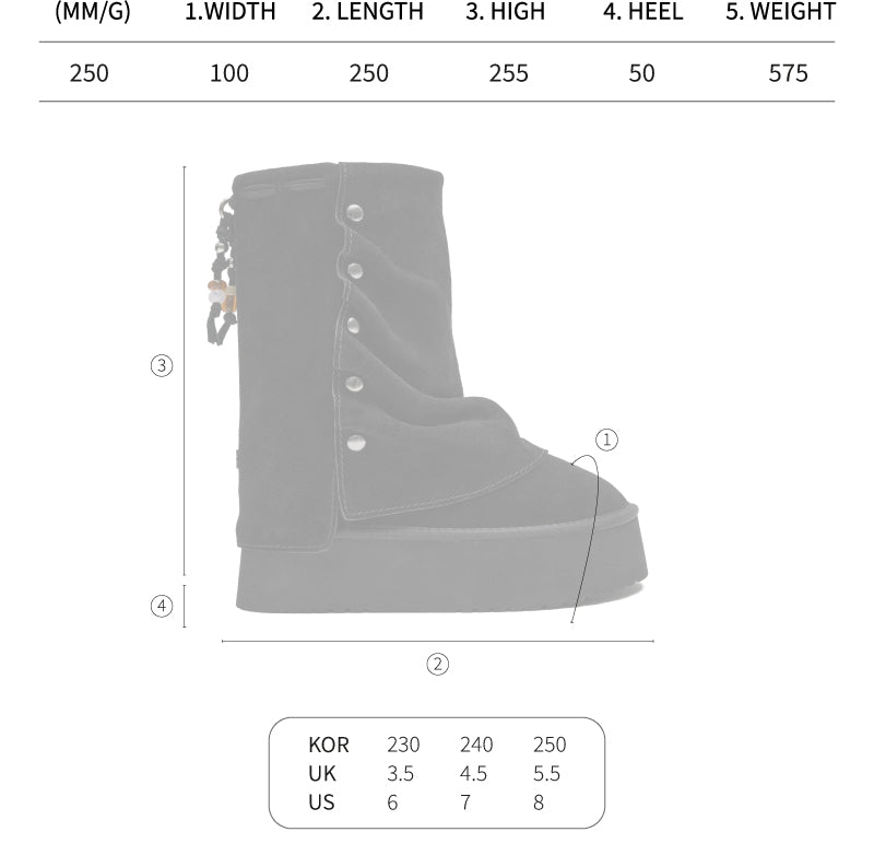 Rockfish Weatherwear Stud Maxi Folded Boots Middle size chart