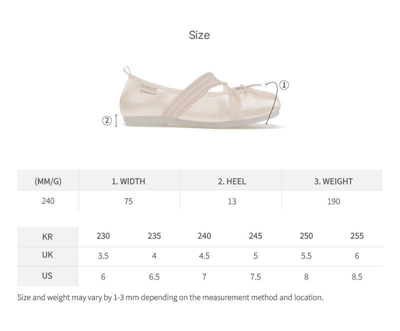 Rockfish Weatherwear Banding Ballet Flats size chart 26FW colours